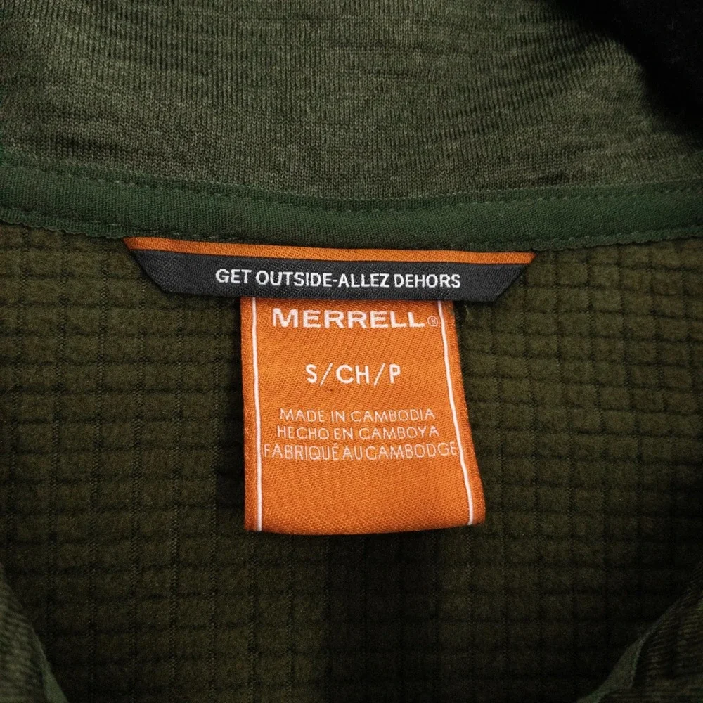 Merrell Quarter Zip Pullover Men's Small Olive Performance Stretch Hiking NWOT